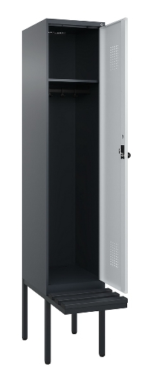 C+P Spind Evolo PLUS 0490407-10 mit Sitzbank 1 Abt.300mm Drehriegel (HxBxT) 2120x300x815mm 7016/7016
