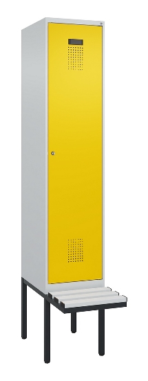 C+P Spind Evolo PLUS 0490407-10 mit Sitzbank 1 Abt.300mm Drehriegel (HxBxT) 2120x300x815mm 7016/7016