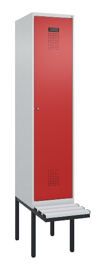 C+P Spind Evolo PLUS 0490407-10 mit Sitzbank 1 Abt.300mm Drehriegel (HxBxT) 2120x300x815mm 7016/7016