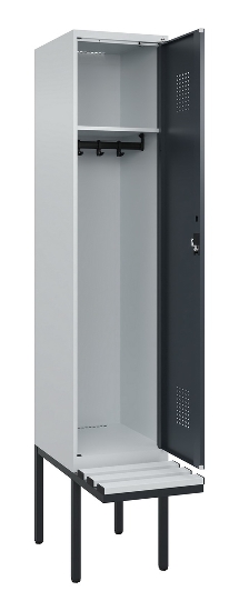 C+P Spind Evolo PLUS 0490407-10 mit Sitzbank 1 Abt.300mm Drehriegel (HxBxT) 2120x300x815mm 7016/7016