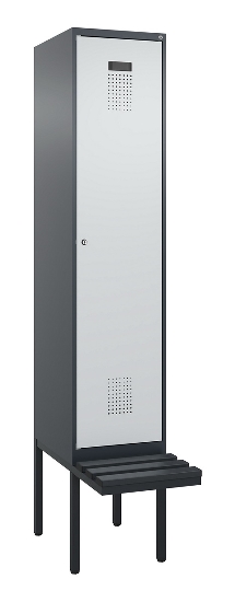 C+P Spind Evolo PLUS 0490407-10 mit Sitzbank 1 Abt.300mm Drehriegel (HxBxT) 2120x300x815mm 7016/7016