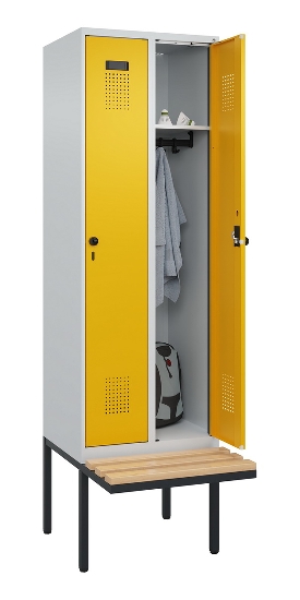 C+P Spind Evolo PLUS 0490407-10 mit Sitzbank 1 Abt.300mm Zylinder (HxBxT) 2120x300x815mm 9016/9016