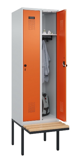 C+P Spind Evolo PLUS 0490407-10 mit Sitzbank 1 Abt.300mm Zylinder (HxBxT) 2120x300x815mm 9016/9016