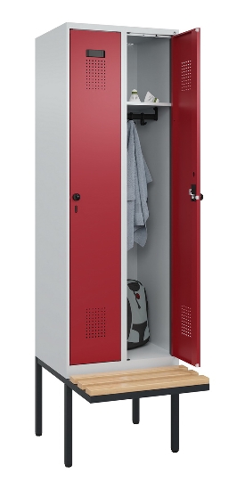 C+P Spind Evolo PLUS 0490407-10 mit Sitzbank 1 Abt.300mm Zylinder (HxBxT) 2120x300x815mm 9016/9016