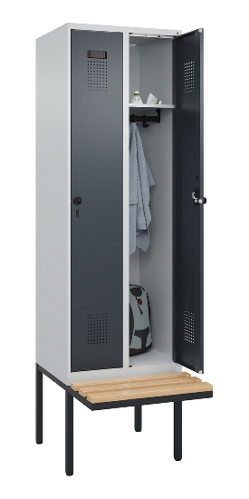 C+P Spind Evolo PLUS 0490407-10 mit Sitzbank 1 Abt.300mm Zylinder (HxBxT) 2120x300x815mm 9016/9016
