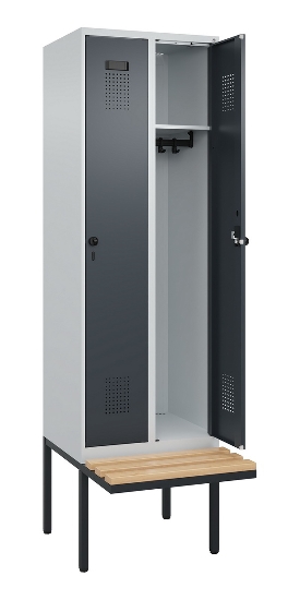 C+P Spind Evolo PLUS 0490407-10 mit Sitzbank 1 Abt.300mm Zylinder (HxBxT) 2120x300x815mm 9016/9016