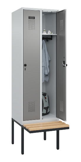 C+P Spind Evolo PLUS 0490407-10 mit Sitzbank 1 Abt.300mm Zylinder (HxBxT) 2120x300x815mm 9016/9016