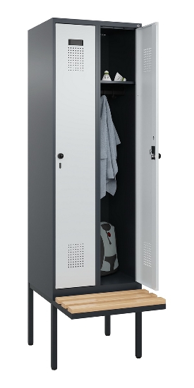 C+P Spind Evolo PLUS 0490407-10 mit Sitzbank 1 Abt.300mm Zylinder (HxBxT) 2120x300x815mm 9016/9016