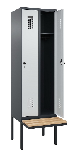 C+P Spind Evolo PLUS 0490407-10 mit Sitzbank 1 Abt.300mm Zylinder (HxBxT) 2120x300x815mm 9016/9016