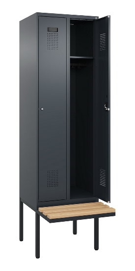 C+P Spind Evolo PLUS 0490407-10 mit Sitzbank 1 Abt.300mm Zylinder (HxBxT) 2120x300x815mm 9016/9016