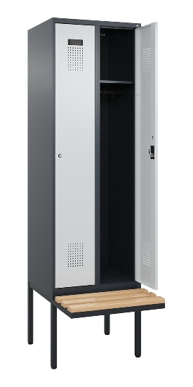 C+P Spind Evolo PLUS 0490407-10 mit Sitzbank 1 Abt.300mm Zylinder (HxBxT) 2120x300x815mm 9016/9016