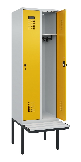 C+P Spind Evolo PLUS 0490407-10 mit Sitzbank 1 Abt.300mm Drehriegel (HxBxT) 2120x300x815mm 7016/7016
