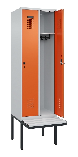C+P Spind Evolo PLUS 0490407-10 mit Sitzbank 1 Abt.300mm Drehriegel (HxBxT) 2120x300x815mm 7016/7016