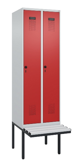 C+P Spind Evolo PLUS 0490407-10 mit Sitzbank 1 Abt.300mm Drehriegel (HxBxT) 2120x300x815mm 7016/7016