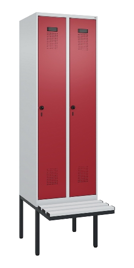 C+P Spind Evolo PLUS 0490407-10 mit Sitzbank 1 Abt.300mm Drehriegel (HxBxT) 2120x300x815mm 7016/7016