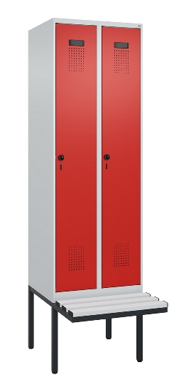 C+P Spind Evolo PLUS 0490407-10 mit Sitzbank 1 Abt.300mm Drehriegel (HxBxT) 2120x300x815mm 7016/7016