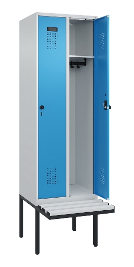 C+P Spind Evolo PLUS 0490407-10 mit Sitzbank 1 Abt.300mm Drehriegel (HxBxT) 2120x300x815mm 7016/7016