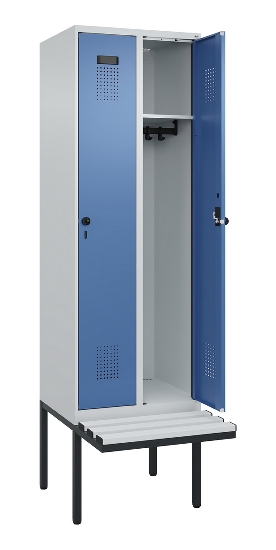 C+P Spind Evolo PLUS 0490407-10 mit Sitzbank 1 Abt.300mm Drehriegel (HxBxT) 2120x300x815mm 7016/7016
