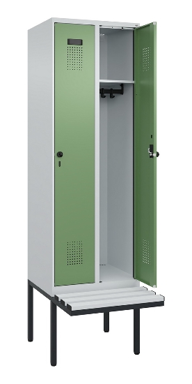 C+P Spind Evolo PLUS 0490407-10 mit Sitzbank 1 Abt.300mm Drehriegel (HxBxT) 2120x300x815mm 7016/7016