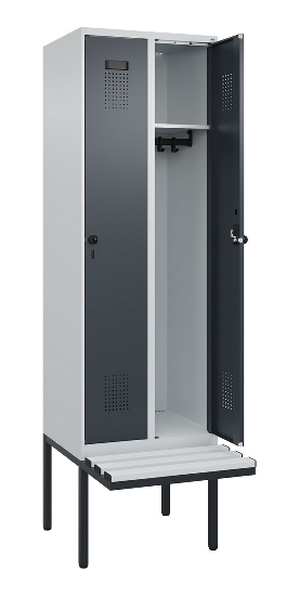 C+P Spind Evolo PLUS 0490407-10 mit Sitzbank 1 Abt.300mm Drehriegel (HxBxT) 2120x300x815mm 7016/7016