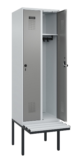 C+P Spind Evolo PLUS 0490407-10 mit Sitzbank 1 Abt.300mm Drehriegel (HxBxT) 2120x300x815mm 7016/7016