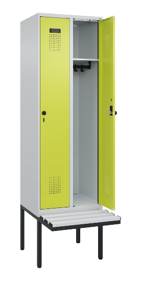 C+P Spind Evolo PLUS 0490407-10 mit Sitzbank 1 Abt.300mm Drehriegel (HxBxT) 2120x300x815mm 7016/7016