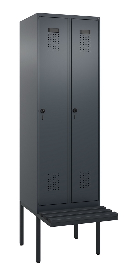 C+P Spind Evolo PLUS 0490407-10 mit Sitzbank 1 Abt.300mm Drehriegel (HxBxT) 2120x300x815mm 7016/7016
