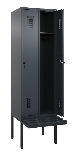 C+P Spind Evolo PLUS 0490407-10 mit Sitzbank 1 Abt.300mm Drehriegel (HxBxT) 2120x300x815mm 7016/7016