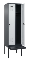 C+P Spind Evolo PLUS 0490407-10 mit Sitzbank 1 Abt.300mm Drehriegel (HxBxT) 2120x300x815mm 7016/7016