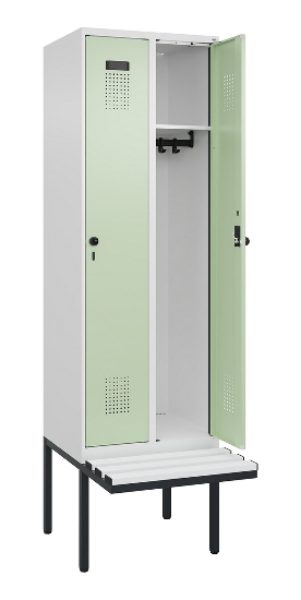 C+P Spind Evolo PLUS 0490407-10 mit Sitzbank 1 Abt.300mm Drehriegel (HxBxT) 2120x300x815mm 7016/7016