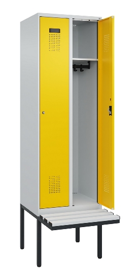 C+P Spind Evolo PLUS 0490407-10 mit Sitzbank 1 Abt.300mm Drehriegel (HxBxT) 2120x300x815mm 7016/7016