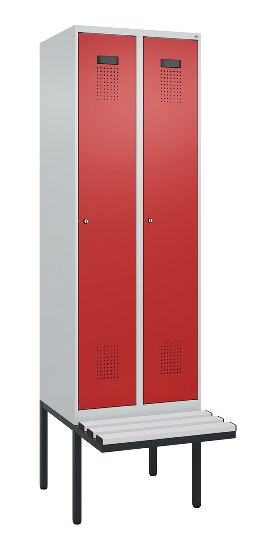 C+P Spind Evolo PLUS 0490407-10 mit Sitzbank 1 Abt.300mm Drehriegel (HxBxT) 2120x300x815mm 7016/7016