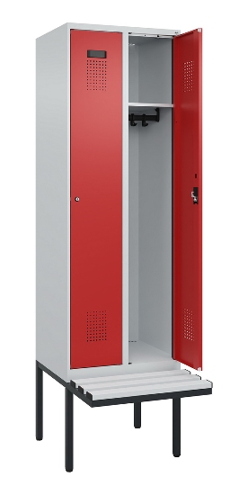 C+P Spind Evolo PLUS 0490407-10 mit Sitzbank 1 Abt.300mm Drehriegel (HxBxT) 2120x300x815mm 7016/7016