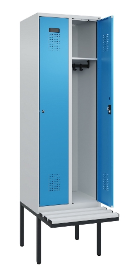 C+P Spind Evolo PLUS 0490407-10 mit Sitzbank 1 Abt.300mm Drehriegel (HxBxT) 2120x300x815mm 7016/7016