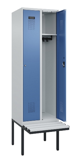 C+P Spind Evolo PLUS 0490407-10 mit Sitzbank 1 Abt.300mm Drehriegel (HxBxT) 2120x300x815mm 7016/7016