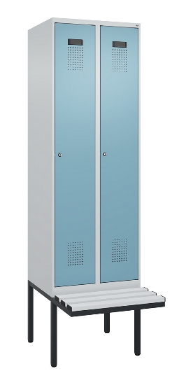 C+P Spind Evolo PLUS 0490407-10 mit Sitzbank 1 Abt.300mm Drehriegel (HxBxT) 2120x300x815mm 7016/7016