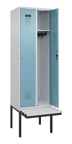 C+P Spind Evolo PLUS 0490407-10 mit Sitzbank 1 Abt.300mm Drehriegel (HxBxT) 2120x300x815mm 7016/7016