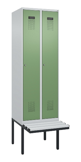 C+P Spind Evolo PLUS 0490407-10 mit Sitzbank 1 Abt.300mm Drehriegel (HxBxT) 2120x300x815mm 7016/7016