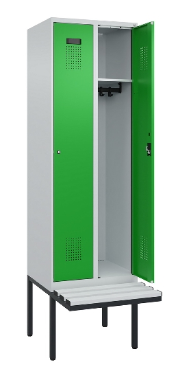 C+P Spind Evolo PLUS 0490407-10 mit Sitzbank 1 Abt.300mm Drehriegel (HxBxT) 2120x300x815mm 7016/7016