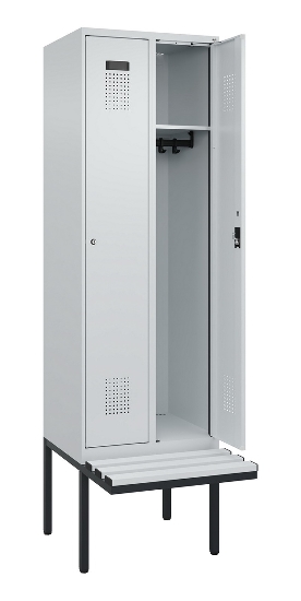 C+P Spind Evolo PLUS 0490407-10 mit Sitzbank 1 Abt.300mm Drehriegel (HxBxT) 2120x300x815mm 7016/7016