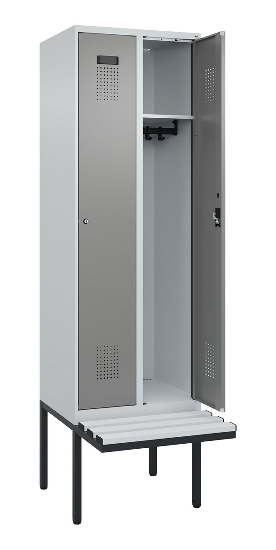C+P Spind Evolo PLUS 0490407-10 mit Sitzbank 1 Abt.300mm Drehriegel (HxBxT) 2120x300x815mm 7016/7016