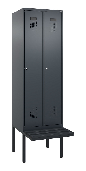 C+P Spind Evolo PLUS 0490407-10 mit Sitzbank 1 Abt.300mm Drehriegel (HxBxT) 2120x300x815mm 7016/7016