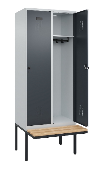 C+P Spind Evolo PLUS 0490407-10 mit Sitzbank 1 Abt.300mm Zylinder (HxBxT) 2120x300x815mm 9016/9016
