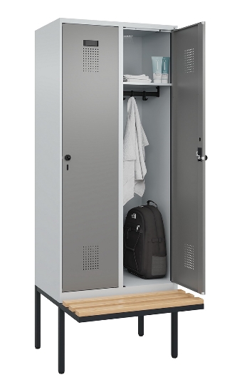 C+P Spind Evolo PLUS 0490407-10 mit Sitzbank 1 Abt.300mm Zylinder (HxBxT) 2120x300x815mm 9016/9016
