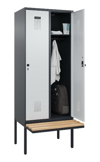 C+P Spind Evolo PLUS 0490407-10 mit Sitzbank 1 Abt.300mm Zylinder (HxBxT) 2120x300x815mm 9016/9016