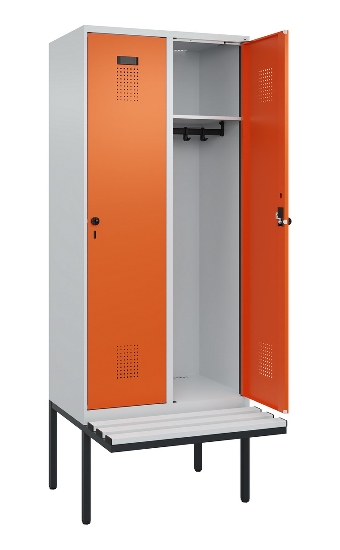 C+P Spind Evolo PLUS 0490407-10 mit Sitzbank 1 Abt.300mm Drehriegel (HxBxT) 2120x300x815mm 7016/7016