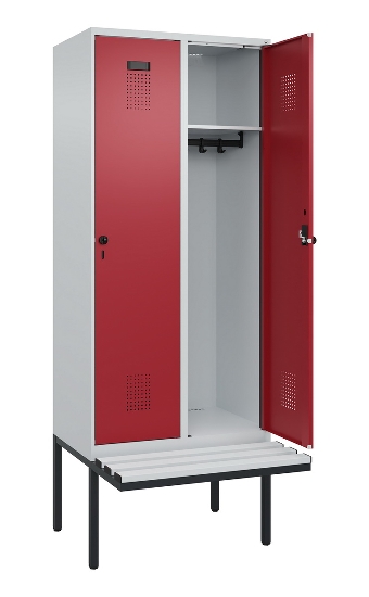 C+P Spind Evolo PLUS 0490407-10 mit Sitzbank 1 Abt.300mm Drehriegel (HxBxT) 2120x300x815mm 7016/7016