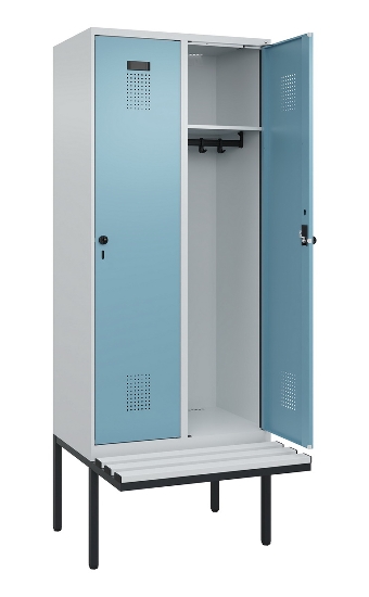 C+P Spind Evolo PLUS 0490407-10 mit Sitzbank 1 Abt.300mm Drehriegel (HxBxT) 2120x300x815mm 7016/7016