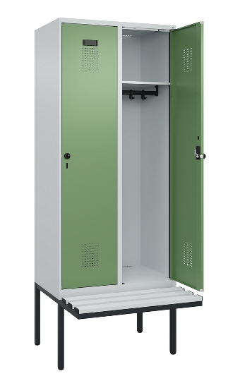 C+P Spind Evolo PLUS 0490407-10 mit Sitzbank 1 Abt.300mm Drehriegel (HxBxT) 2120x300x815mm 7016/7016