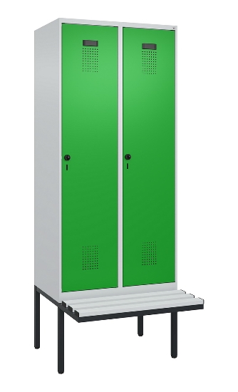 C+P Spind Evolo PLUS 0490407-10 mit Sitzbank 1 Abt.300mm Drehriegel (HxBxT) 2120x300x815mm 7016/7016